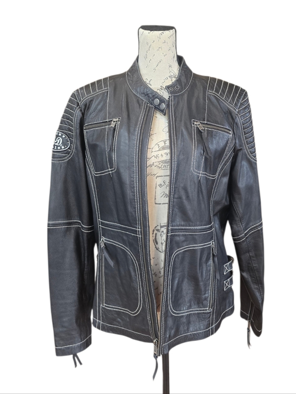Harley-Davidson Agitator Black Leather Motorcycle Riding Jacket XL